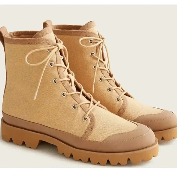 NEW J CREW Gwen canvas lace-up lug-sole boots 8 - Picture 3 of 15